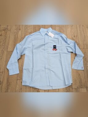 $650 Mens JW Anderson Window Embroidery LS Button Up Shirt Light Blue 50 Large